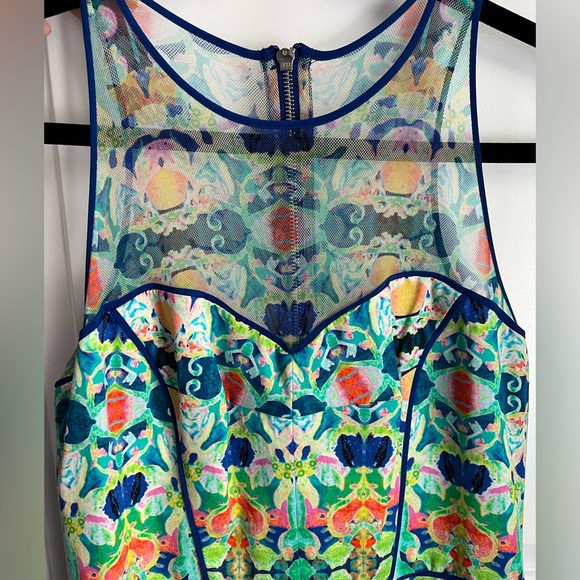 NWOT Milly Kaleidoscope Cotton Sateen Mesh Racer Dress Sz 8 - Picture 2 of 4